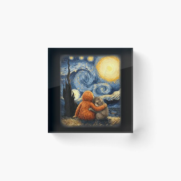 Item preview, Punch Kun Panchi Kun Viral Monkey Starry Night Parody designed and sold by Angryblu3.