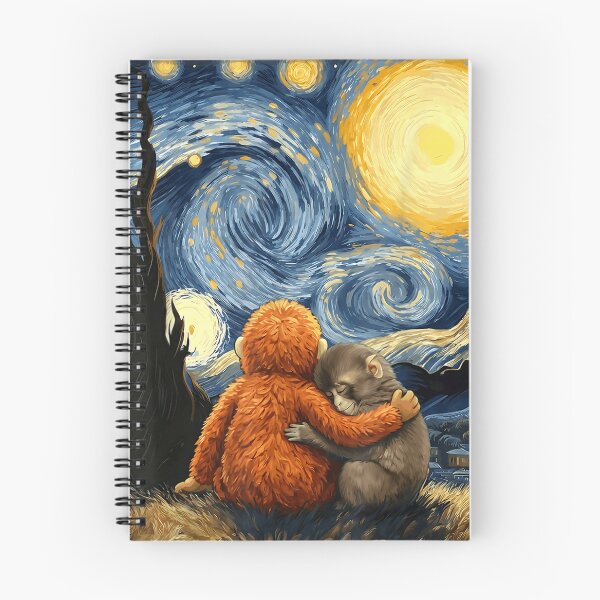 Item preview, Punch Kun Panchi Kun Viral Monkey Starry Night Parody designed and sold by Angryblu3.