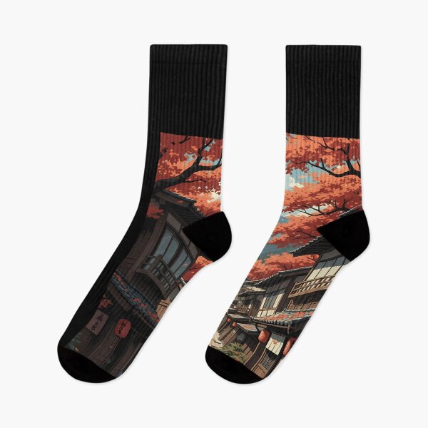 Item preview, Traditional Japanese Street Scene with Mount Fuji designed and sold by ForThe2F0X1Folks.