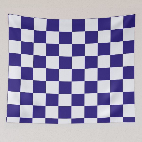 Item preview, White and blue fun Chic  Retro colorful checkered pattern  designed and sold by Creations by lyne.