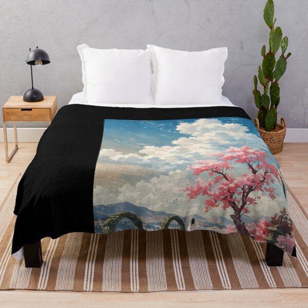Item preview, Serene Japanese Landscape with Cherry Blossoms designed and sold by ForThe2F0X1Folks.