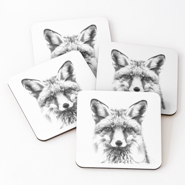Item preview, Fox Portrait - Black and White Wildlife Animal Art Illustration designed and sold by inkoutninja.