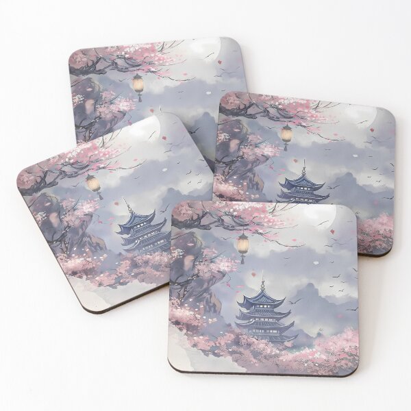 Item preview, Serene Japanese Pagoda Amidst Cherry Blossoms designed and sold by ForThe2F0X1Folks.