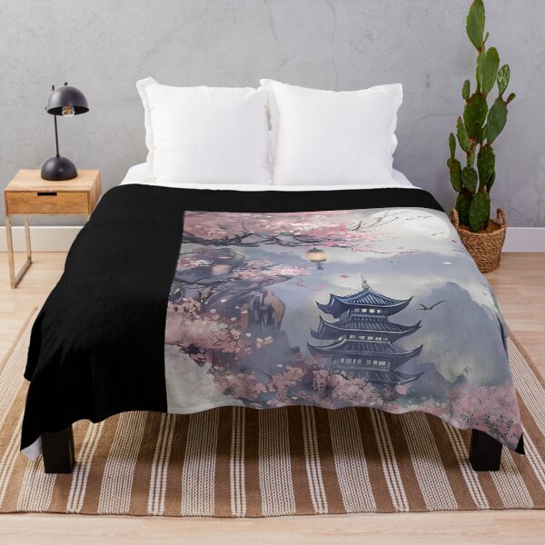 Item preview, Serene Japanese Pagoda Amidst Cherry Blossoms designed and sold by ForThe2F0X1Folks.
