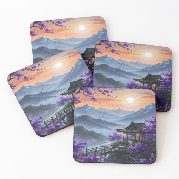 Item preview, Serene Japanese Mountain Landscape at Sunset designed and sold by ForThe2F0X1Folks.