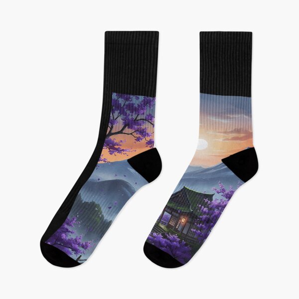 Item preview, Serene Japanese Mountain Landscape at Sunset designed and sold by ForThe2F0X1Folks.