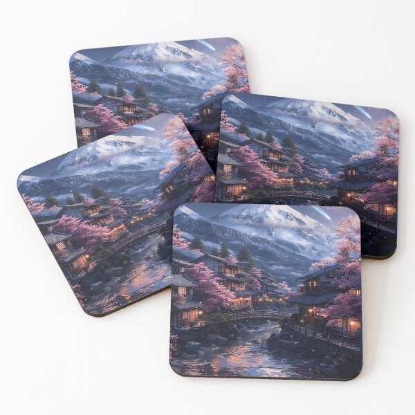 Item preview, Serene Japanese Village Under a Starry Sky designed and sold by ForThe2F0X1Folks.