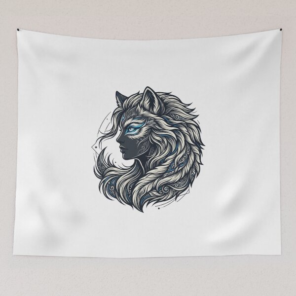 Item preview, Fierce Wolf Woman – Alpha Female Empowerment Tattoo Art designed and sold by ChaosModeArt.