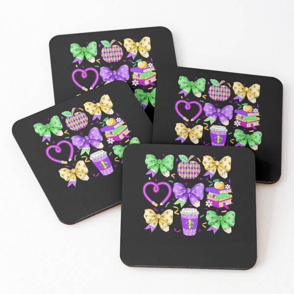 Item preview, mardi gras Teacher coquette bow Pencil Apple Book Women Girl designed and sold by Boutkimaewab.