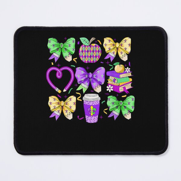 Item preview, mardi gras Teacher coquette bow Pencil Apple Book Women Girl designed and sold by Boutkimaewab.