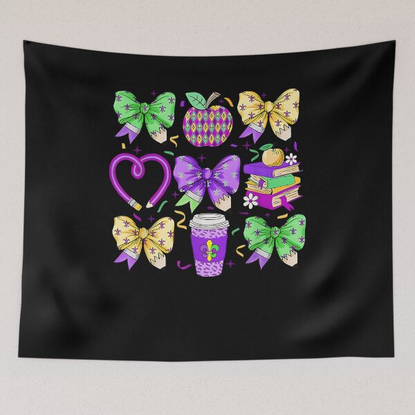 Item preview, mardi gras Teacher coquette bow Pencil Apple Book Women Girl designed and sold by Boutkimaewab.