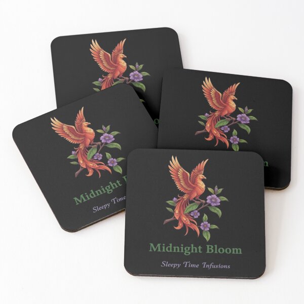 Item preview, Midnight Bloom – Phoenix on Floral Branch designed and sold by Dogandesighn.