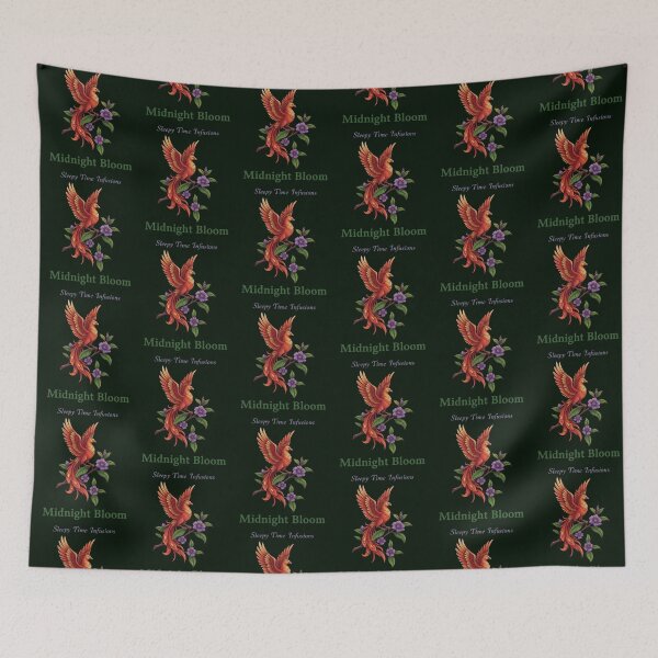Item preview, Midnight Bloom – Phoenix on Floral Branch designed and sold by Dogandesighn.