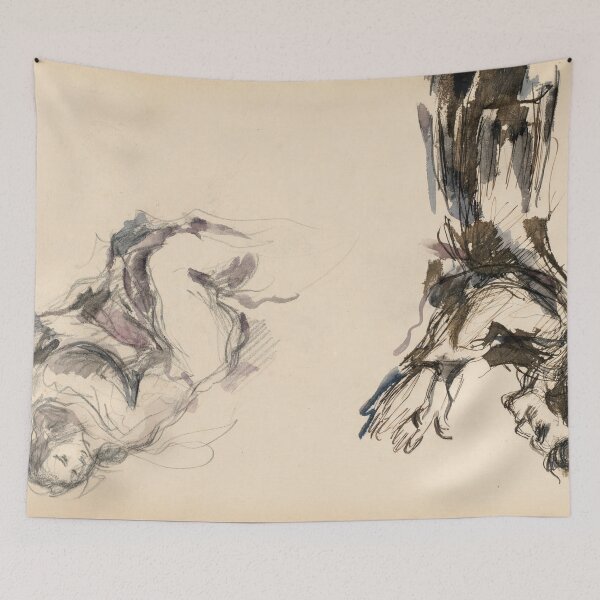 Item preview, Victor Chocquet and an Angel for the Apotheosis of Delacroix by Paul Cézanne: gestural nude study poster designed and sold by artofuniverse.