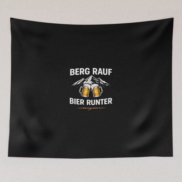 Item preview, Up the mountain – down the beer | Alpenfieber Funny Hiking Shirt designed and sold by Alpenfieber.