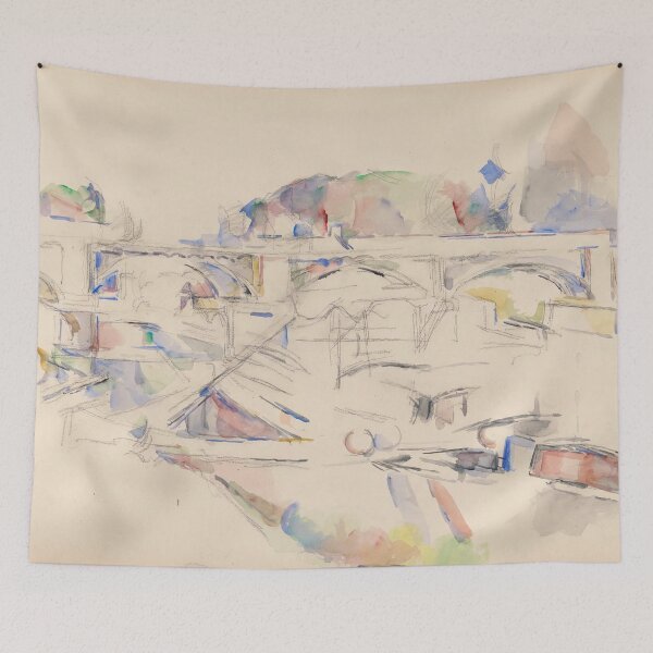 Item preview, View of a Bridge by Paul Cézanne: Post Impressionist Architectural Study designed and sold by artofuniverse.