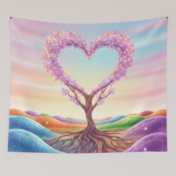 Item preview, Crystal Heart Tree – Surreal Fantasy Color Landscape designed and sold by Herzbaumatelier.