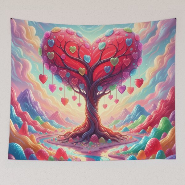 Item preview, Heart Tree of Sweet Dream Worlds – Colorful Fantasy Landscape designed and sold by Herzbaumatelier.