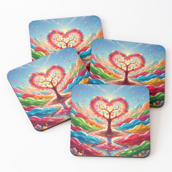 Item preview, Heart-colored tree – Colorful sweet dream world landscape designed and sold by Herzbaumatelier.