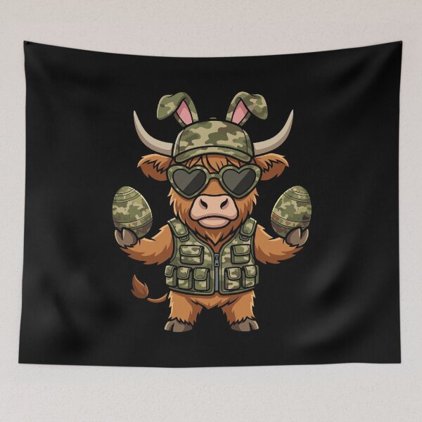 Item preview, Tactical Easter Highland Cow Bunny designed and sold by KroghDs.