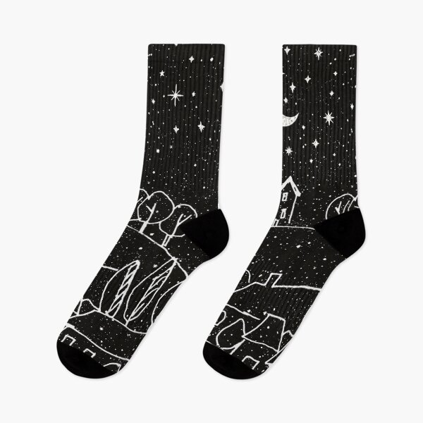 Item preview, Moonlit Village Under Starry Night Sky – Celestial Night Landscape designed and sold by art2print.