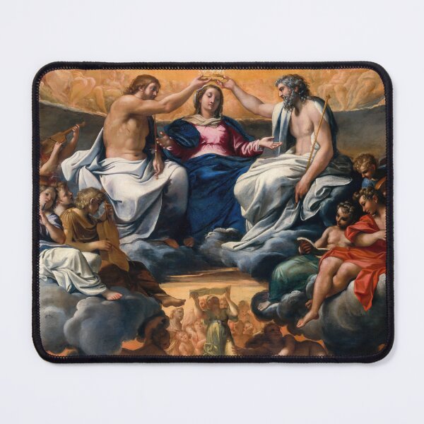 Item preview, Coronation of the Virgin Italian Baroque Religious Painting designed and sold by TheSoulOfArt.