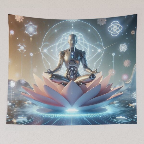 Item preview, Digital Enlightenment – Meditating Robot on Lotus designed and sold by Dogandesighn.