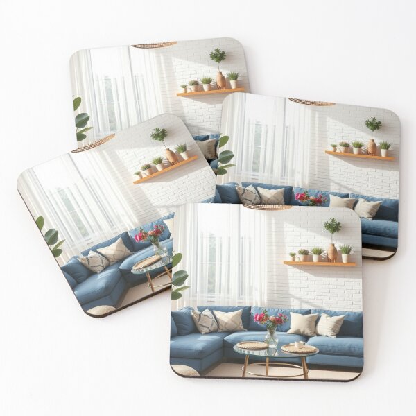 Item preview, Bright Airy Living Room With Blue Sectional designed and sold by Vida e Arte.