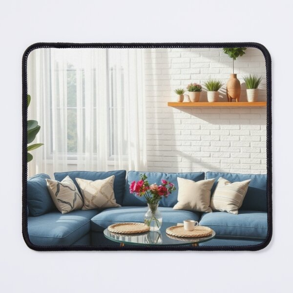 Item preview, Bright Airy Living Room With Blue Sectional designed and sold by Vida e Arte.