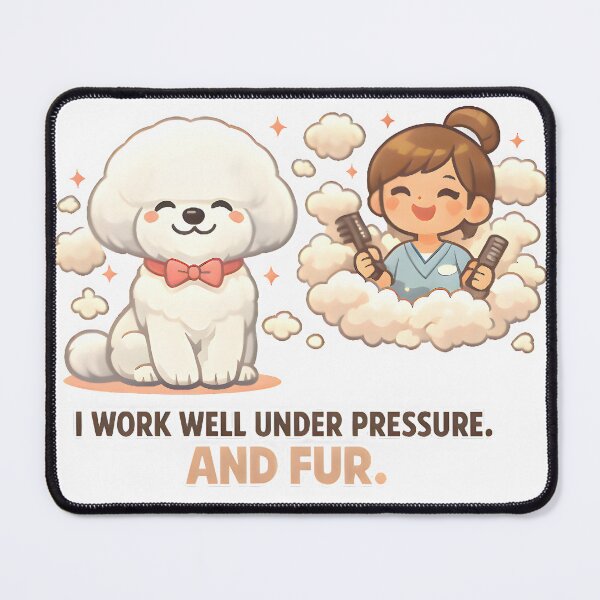 Item preview, I Work Well Under Pressure and Fur – Funny Dog Groomer & Veterinary Grooming Humor designed and sold by Bettybee00.