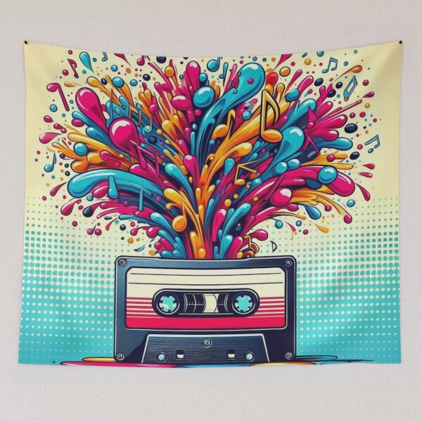 Item preview, Cassette Burst – Retro Music Explosion designed and sold by Dogandesighn.