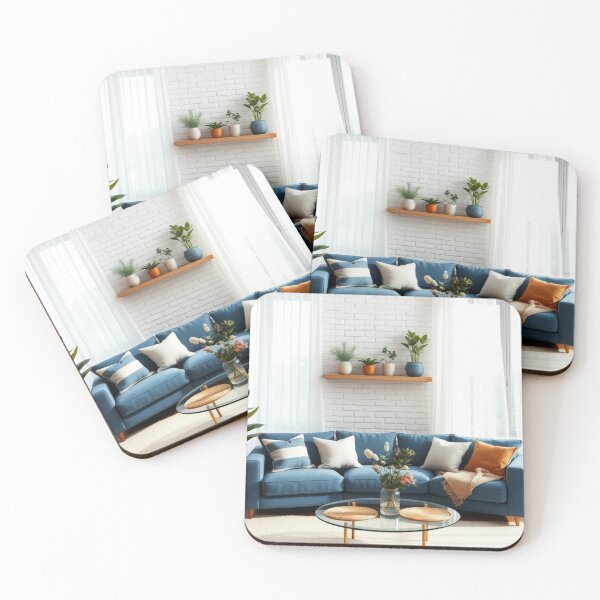 Item preview, Sunlit Modern Living Room With Blue Sofa designed and sold by Vida e Arte.