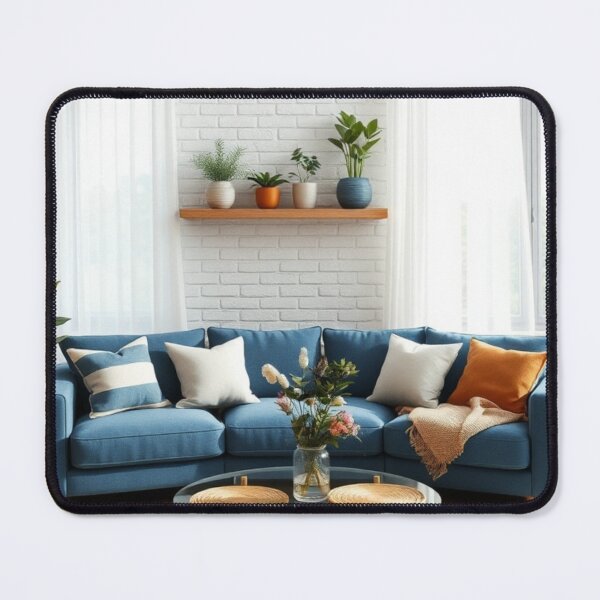 Item preview, Sunlit Modern Living Room With Blue Sofa designed and sold by Vida e Arte.
