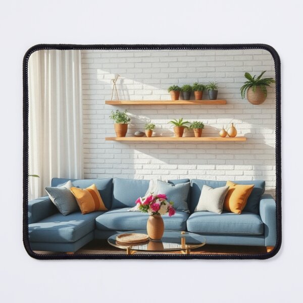 Item preview, Chic Modern Living Room With Blue Sectional designed and sold by Vida e Arte.