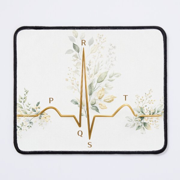 Item preview, Floral ECG Heartbeat Medical Illustration designed and sold by drmekcrafts.