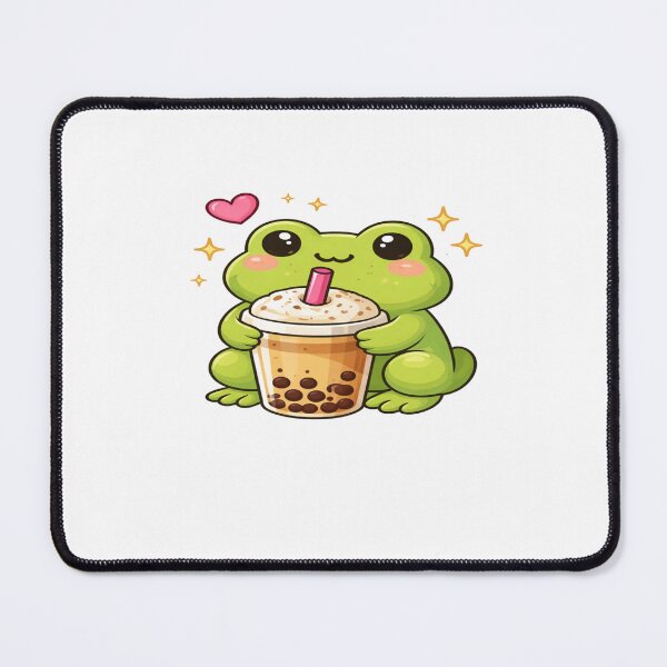 Item preview, Cute Frog Drinking Bubble Tea Kawaii Boba Aesthetic Design designed and sold by Lovestickerco.