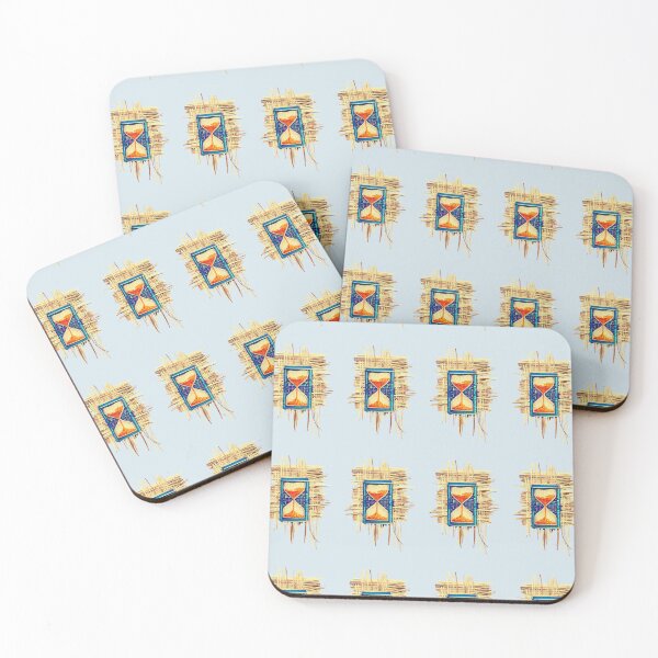 Item preview, Pixel Mosaic Hourglass on Woven Straw Background designed and sold by VauxelleArt.