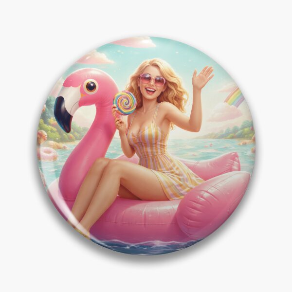 Item preview, Radiant Summer Dream: Blonde Beauty on Flamingo Float Amidst Sweet Whimsy designed and sold by Jason123za.