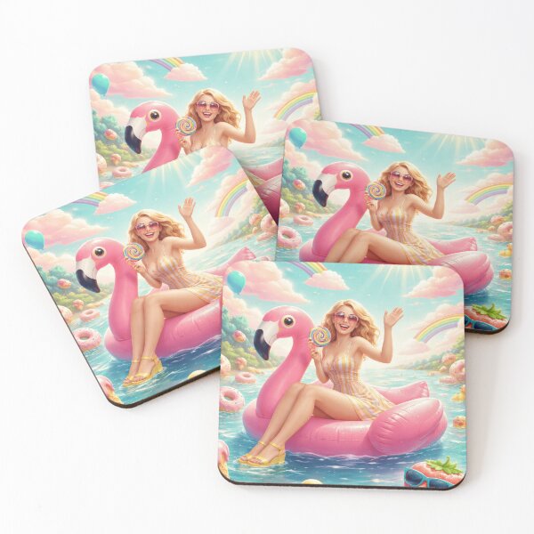 Item preview, Radiant Summer Dream: Blonde Beauty on Flamingo Float Amidst Sweet Whimsy designed and sold by Jason123za.