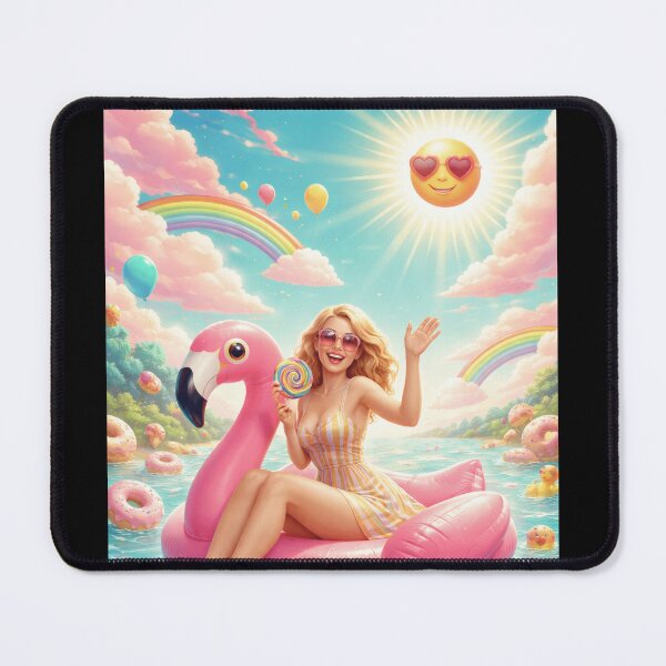 Item preview, Radiant Summer Dream: Blonde Beauty on Flamingo Float Amidst Sweet Whimsy designed and sold by Jason123za.