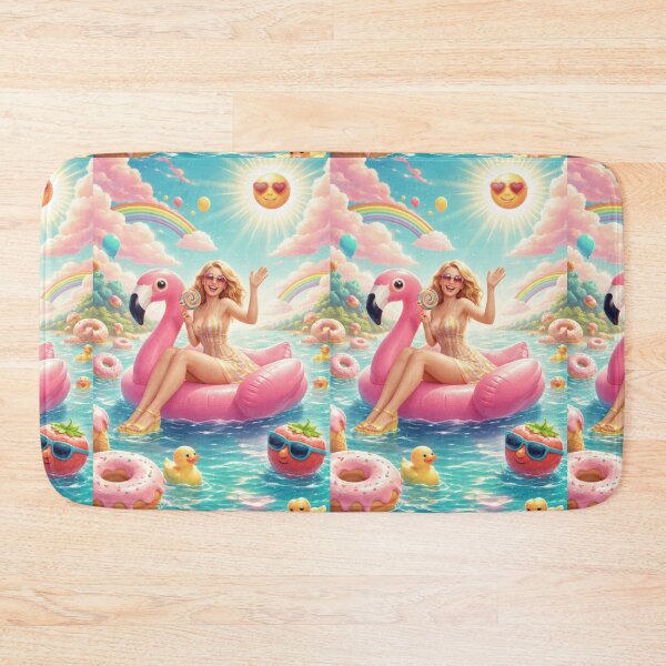 Item preview, Radiant Summer Dream: Blonde Beauty on Flamingo Float Amidst Sweet Whimsy designed and sold by Jason123za.