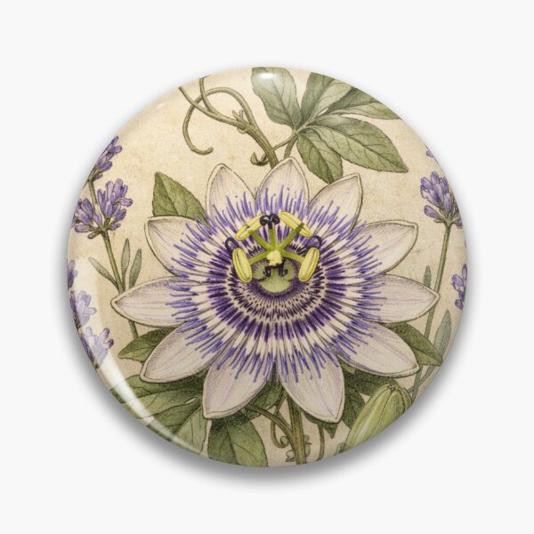 Item preview, Vintage Passion Flower and Lavender Botanical Illustration - Antique Botanical Print designed and sold by Darlin8888.