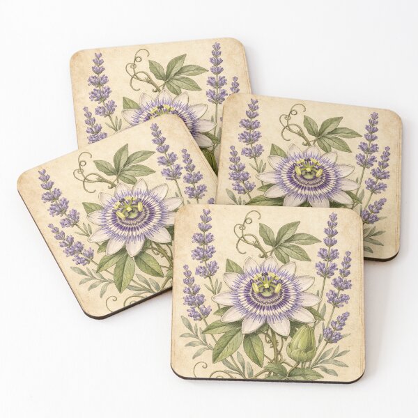 Item preview, Vintage Passion Flower and Lavender Botanical Illustration - Antique Botanical Print designed and sold by Darlin8888.