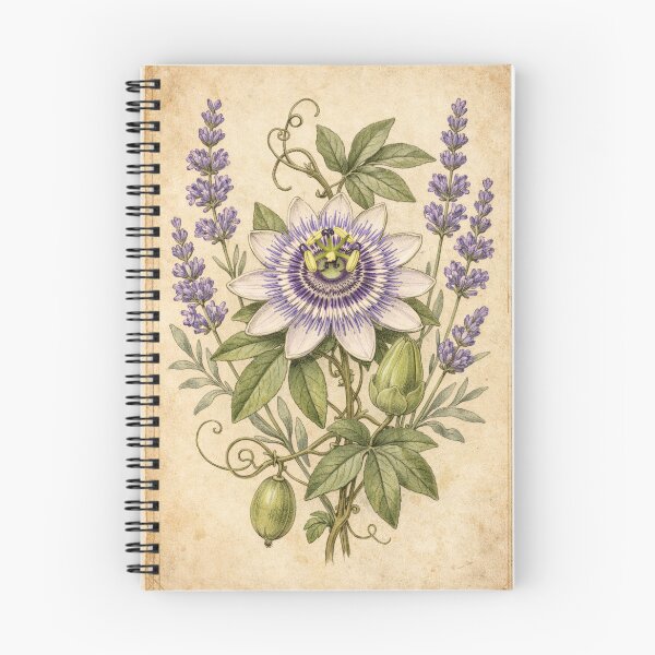 Item preview, Vintage Passion Flower and Lavender Botanical Illustration - Antique Botanical Print designed and sold by Darlin8888.