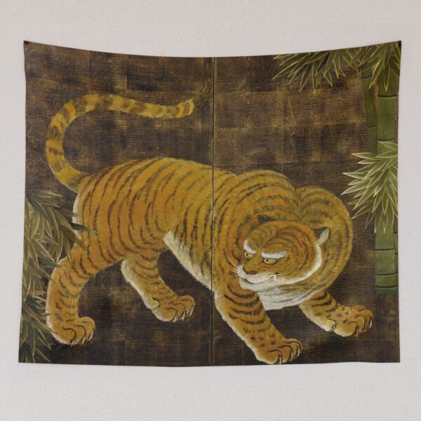 Item preview, Japanese Tiger in Bamboo Grove Vintage Gold Leaf Screen designed and sold by Vicky Brago-Mitchell®.