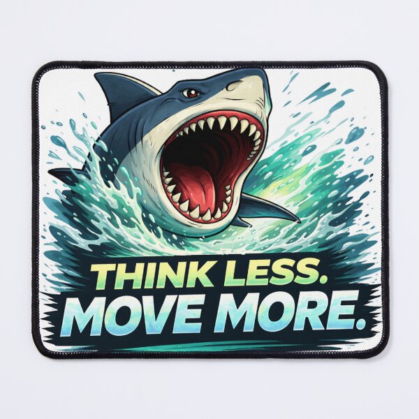 Item preview, Think Less Move More Shark – Motivational Action Mindset designed and sold by the-dovlat.
