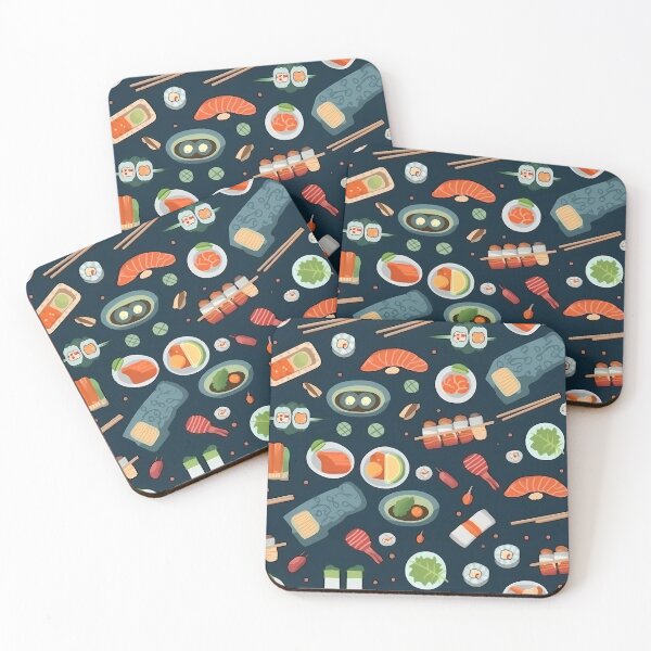 Item preview, Sushi Pattern – Cute Japanese Food Illustration Seamless Sushi Design designed and sold by NegarinFashions.