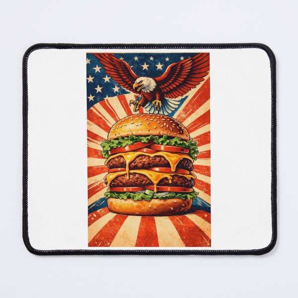Item preview, American Burger Poster – Retro USA Food Illustration designed and sold by RØNI AI.