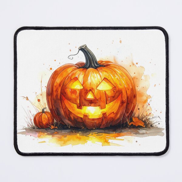 Item preview, Watercolor Jack O’Lantern with Autumn Leaves designed and sold by katifinell.