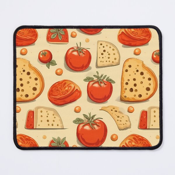 Item preview, Tomato and Cheese Pattern – Cute Food Illustration Seamless Kitchen Design designed and sold by NegarinFashions.